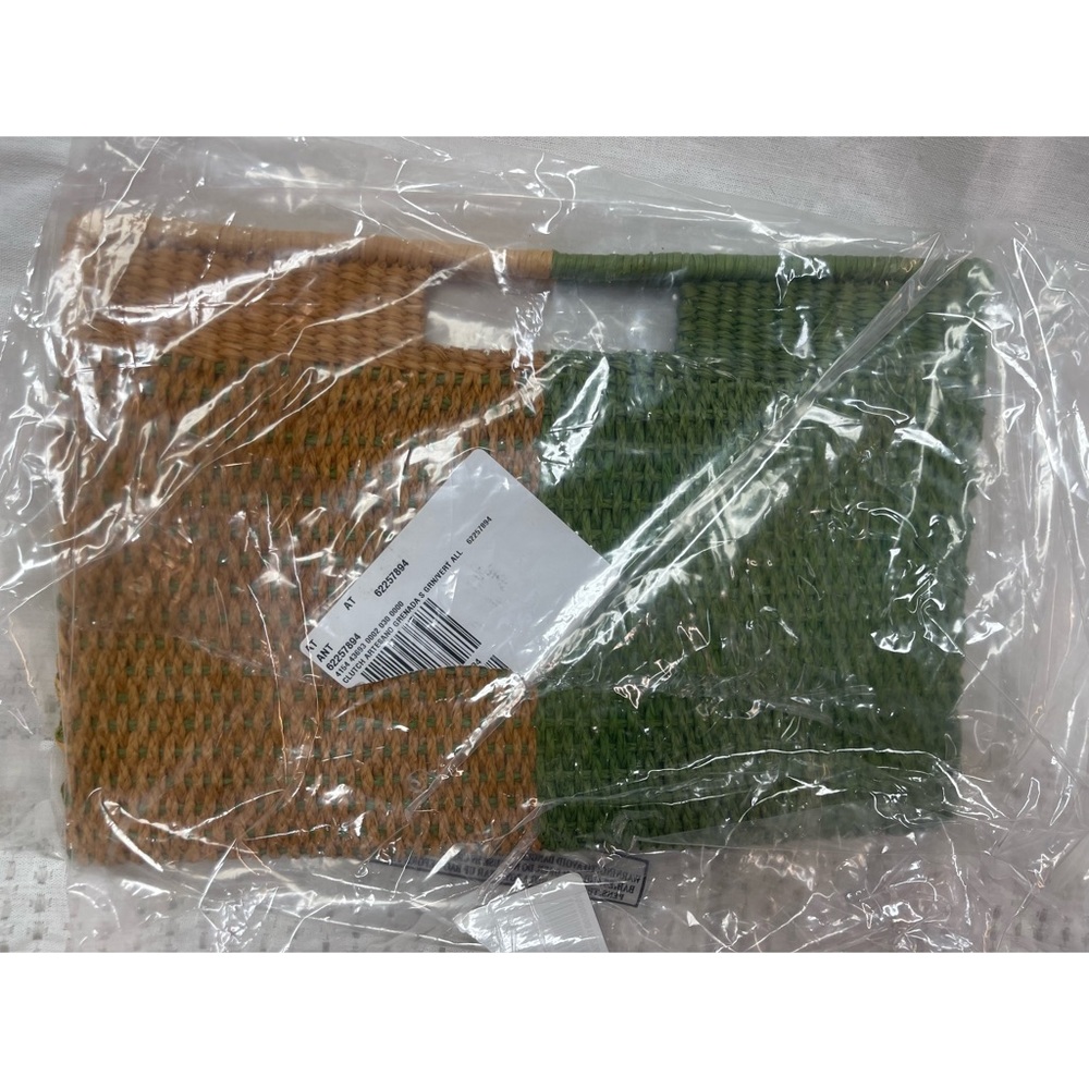 Anthropologie Colorblocked Straw Clutch - Green NWT - Picture 8 of 12